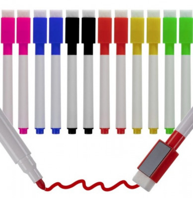 Set 12 markere colorate pentru tabla alba, magnetica foto
