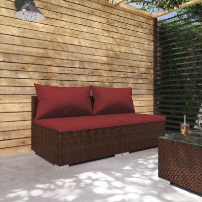 vidaXL Set mobilier relaxare grădină cu perne 2 piese maro poliratan foto