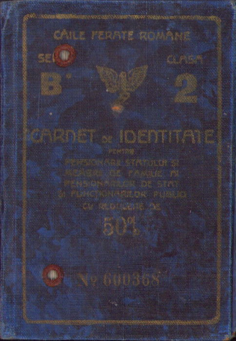 HST A2132 Carnet de identitate CFR 1937