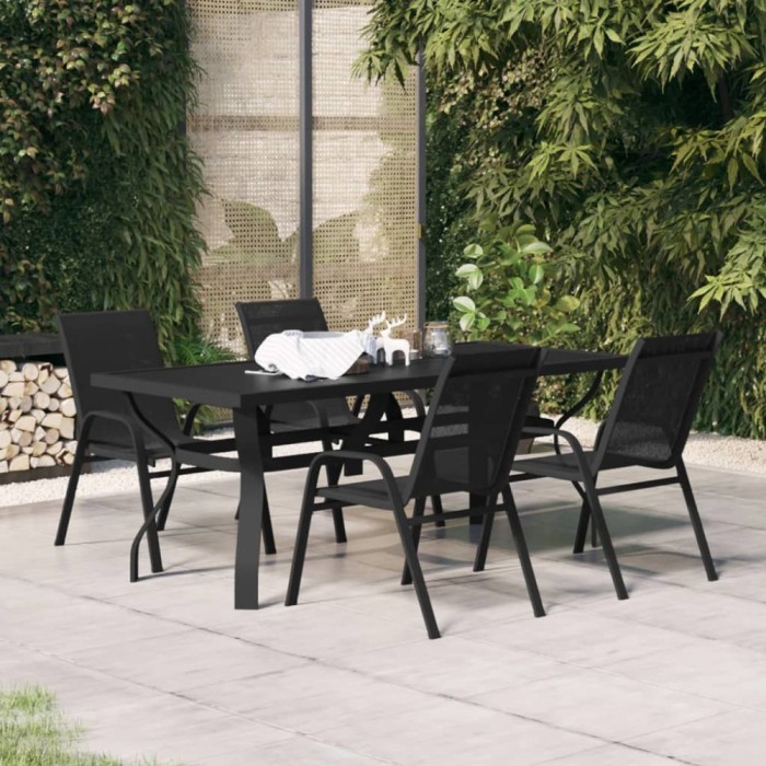 vidaXL Set de mobilier pentru grădină, 5 piese, negru