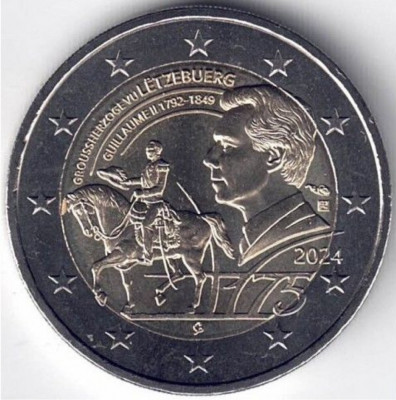 LUXEMBURG moneda 2 euro comemorativa 2024_175 de ani de la moarte, UNC foto