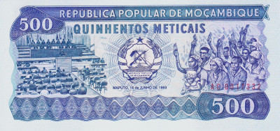 Bancnota Mozambic 500 Meticais 1983 - P131a UNC foto