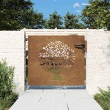 vidaXL Poartă de grădină 85x100 cm, oțel corten, design copac 153209