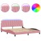 Cadru de pat cu LED fara saltea, Hanko, roz, 180x200 cm, catifea