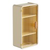 Organizator Cosmetice Perete Flippy Bej, 3 Rafturi, Usa Transparenta, PP+ABS, 36.5x10.9x20cm, Montare Fara Gaurire, Rezistent Apa