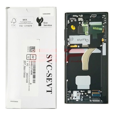 LCD+Touchscreen cu Rama Samsung Galaxy S22 Ultra 5G / S908 GRAPHITE Original Service Pack foto