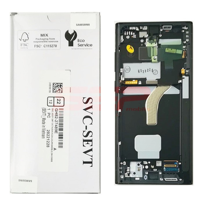 LCD+Touchscreen cu Rama Samsung Galaxy S22 Ultra 5G / S908 GRAPHITE Original Service Pack