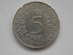 5 MARK 1951 D GERMANIA- argint- foto