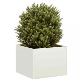Jardiniera vidaXL alba 40x40x30 cm, otel, ghiveci exterior, gradina, balcon, terasa, flori, legume, design modern