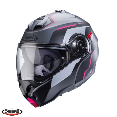 Casca modulabila pentru scuter - motocicleta (flip-up) Caberg model Duke Evo Move M1 SV gun metal (titanium)/negru/fuchsia (roz) mat Pinlock ready &amp;ndash; l foto