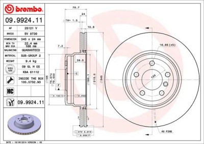 BREMBO 09.9924.11 PRIME LINE - UV Coated Disc frana foto