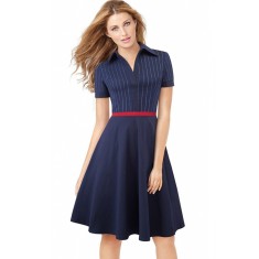 B771-44 Rochie office in stil vintage cu aplicatii aurii