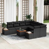 vidaXL Set de canapele pentru grădină cu pernă 9 pcs Negru Rattan poli 3356723