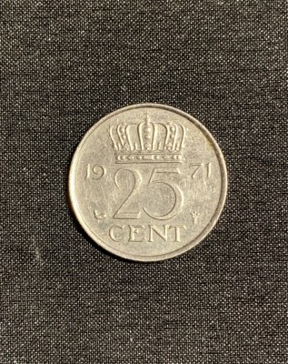 Moneda 25 cenți 1971 Olanda foto