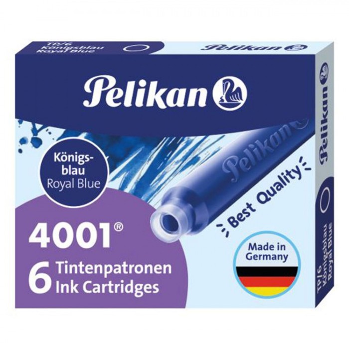 Set Rezerve Cerneală Stilou, Pelikan, 4001, Albastru Regal, 12 Bucăți
