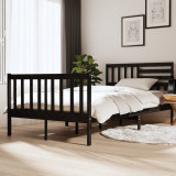Cadru de pat Small Double 4FT, negru, 120x190 cm, lemn masiv GartenMobel Dekor, vidaXL