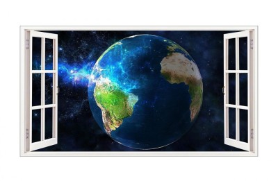 Sticker decorativ, fereastra 3D, Planeta, 85 cm, 1040STK foto
