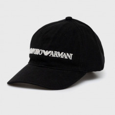 Emporio Armani șapcă din bumbac culoarea negru, cu imprimeu
