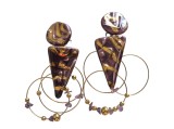 CERCEI CLIPS UNICAT VINTAGE DIN CERAMICA, METAL AURIU ȘI AMETIS