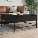 vidaXL Măsuță de cafea, negru, 95x95x45 cm, lemn prelucrat și metal