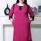 Rochie croi lejer cu insertii de dantela si funda fucsia - 40Marimea