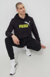 Puma bluză bărbați, culoarea negru, cu glugă, imprimeu 586765