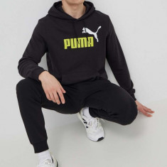 Puma bluză bărbați, culoarea negru, cu glugă, imprimeu 586765