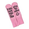 Sosete, amuzante, Bring Me Coffee, Briose roz, Marime universala: 35-40, Prevazute cu scris antiderapant din silicon, colorate pentru femei, Multicolor, Oem