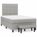 vidaXL Pat box spring cu saltea, gri deschis, 120x190 cm, textil 3270355