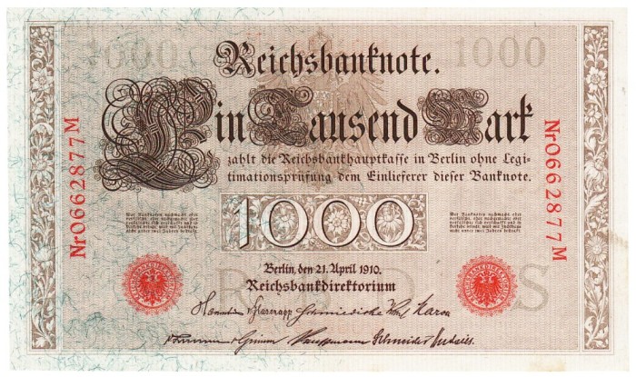 Germania 1000 1 000 Mark Marci 1910 P-44b Seria 0662877