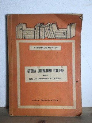 Liberale Netto - Istoria Literaturii Italiene Vol I de la Origini la Tasso foto