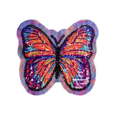 Aplicatie cu paiete reversibile fluture 10 x 10 cm, Portocaliu foto