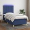 vidaXL Pat cu arcuri, saltea și LED, albastru, 90x200 cm, textil 3135411