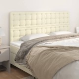 vidaXL Tăblie de pat crem 160x5x118/128 cm piele ecologică 3116430