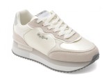 Cumpara ieftin Pantofi sport PEPE JEANS albi, RUSPER SHINE, din material textil