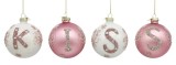 Set 4 globuri brad Craciun sticla multicolora Kiss &Oslash; 8 cm