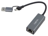 Adaptor USB 3.2 Gen 1 la Ethernet 1Gbps LOGILINK, cablu 0,18m gri