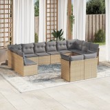 vidaXL Set canapele de grădină cu perne, 12 piese, bej, poliratan