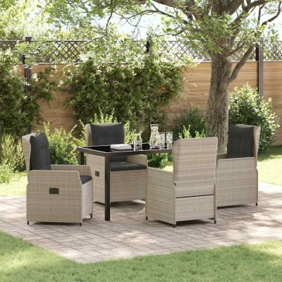 vidaXL Set de masă pentru grădină 5 pcs Gri deschis poliratan 3380976 foto