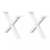 VidaXL Picioare pentru măsuță de cafea &icirc;n formă de X, 2 buc., alb, 60x(30-31) cm, oțel