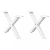 VidaXL Picioare pentru măsuță de cafea &icirc;n formă de X, 2 buc., alb, 60x(30-31) cm, oțel