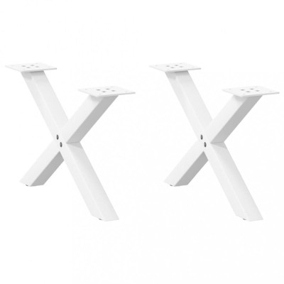 vidaXL Picioare pentru măsuță de cafea &amp;icirc;n formă de X, 2 buc., alb, 60x(30-31) cm, oțel foto