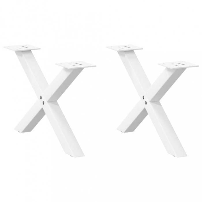 vidaXL Picioare pentru măsuță de cafea &icirc;n formă de X, 2 buc., alb, 60x(30-31) cm, oțel