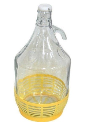 Damigeana 5 Litri din sticla, cos din plastic, dop cu sarma si inchidere ermetica foto