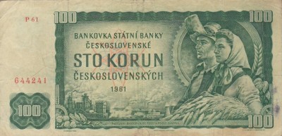 CEHOSLOVACIA 100 korun 1961 VF!!! foto