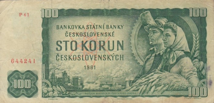 CEHOSLOVACIA 100 korun 1961 VF!!!