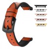 Curea hibrid piele-silicon, compatibila Apple Watch 10, 42mm, Bronze Brown