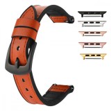 Curea hibrid piele-silicon, compatibila Apple Watch 9|8|7|6|5|4|3|2|1 Series, 41mm|40mm|38mm, Bronze Brown