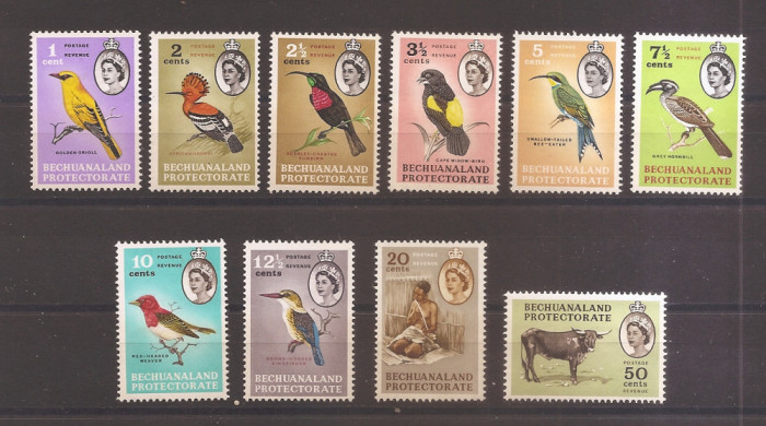 Bechuanaland(Botswana)1961-Păsări și motive locale(10 val.),MNH(vezi descrierea)