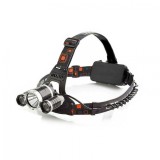 Lanterna de cap 3 x LED Cree XML, T6, frontala, cu lupa + 2 x acumulatori